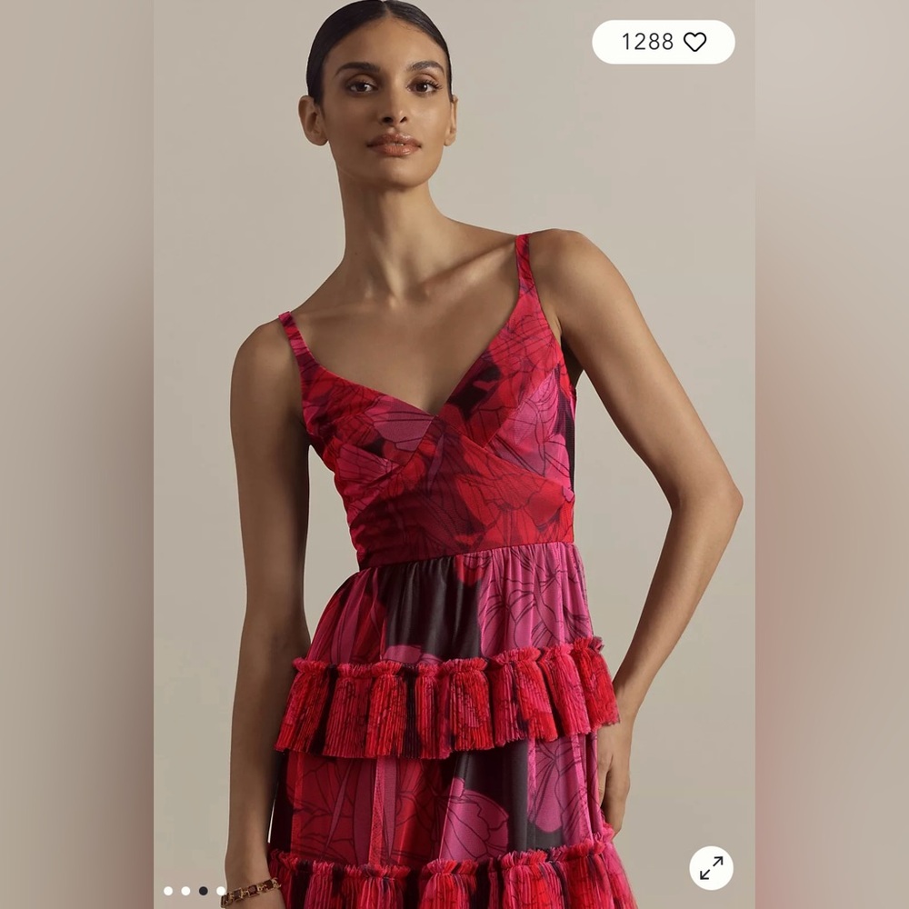NWT Hutch Freya Sleeveless Tiered Tulle Maxi Dress - Picture 3 of 9